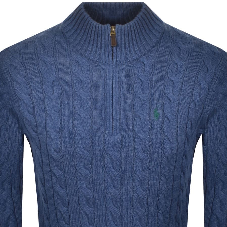 Alternative Image for ProductRalph Lauren Half Zip Cable Knit Jumper Blue2